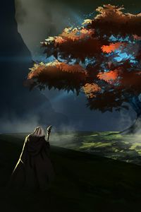 Превью обои путник, плащ, природа, арт