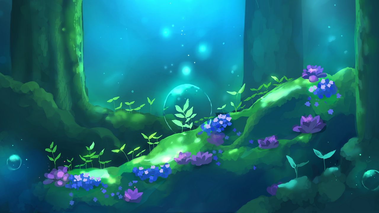 Обои пузырь, волшебный, цветы, лес