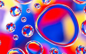 Превью обои пузыри, форма, вода, разноцветный, отражение