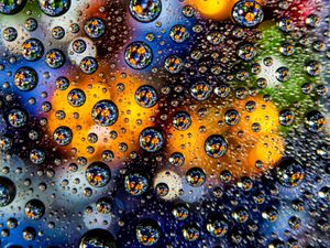 Превью обои пузыри, капли, крупным планом, разноцветный