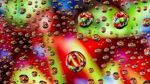 Превью обои пузыри, капли, разноцветный, жидкость, поверхность