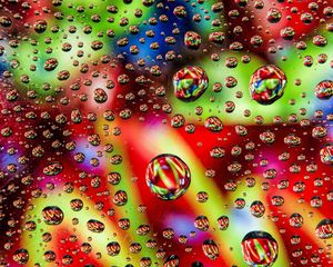 Превью обои пузыри, капли, разноцветный, жидкость, поверхность