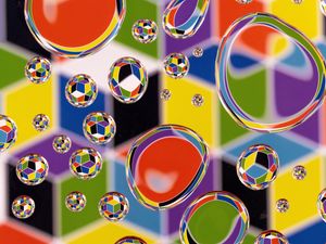 Превью обои пузыри, капли, разноцветный, отражение