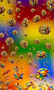 Превью обои пузыри, капли, разноцветный, искажение, пиксели
