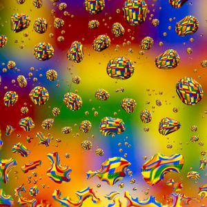 Превью обои пузыри, капли, разноцветный, искажение, пиксели