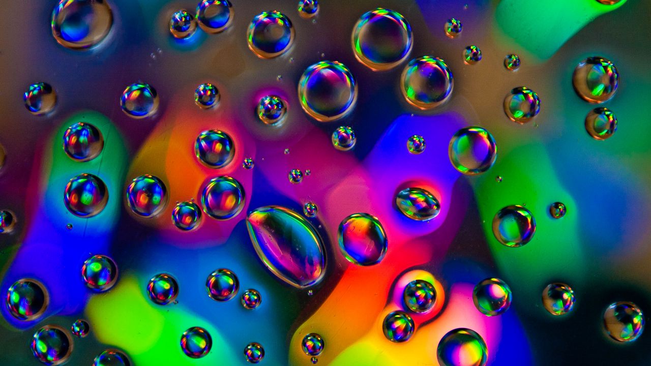 Обои пузыри, капли, жидкость, макро, разноцветный