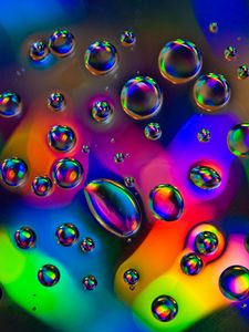 Превью обои пузыри, капли, жидкость, макро, разноцветный