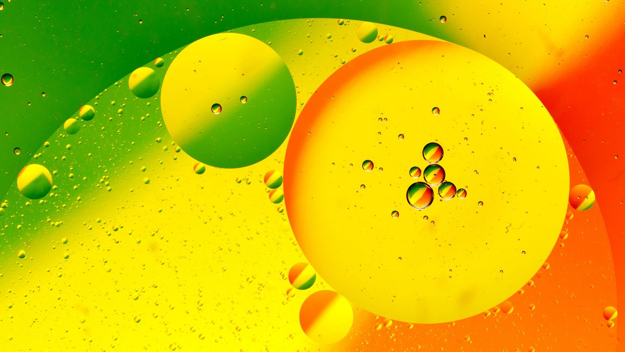 Обои пузыри, круги, абстракция, желтый