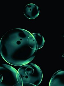 Превью обои пузыри, круглый, прозрачный, темный фон, абстракция