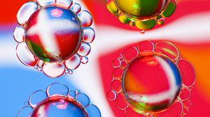 Превью обои пузыри, макро, жидкость, прозрачный, разноцветный