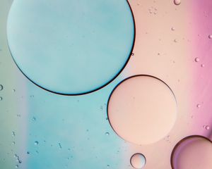 Превью обои пузыри, масло, жидкость, макро, голубой, розовый