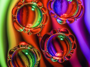 Превью обои пузыри, масло, жидкость, макро, разноцветный