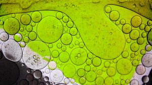 Превью обои пузыри, масло, жидкость, макро, зеленый
