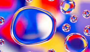Превью обои пузыри, разноцветный, размытость, вода