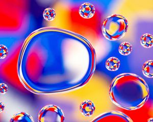 Превью обои пузыри, разноцветный, размытость, вода