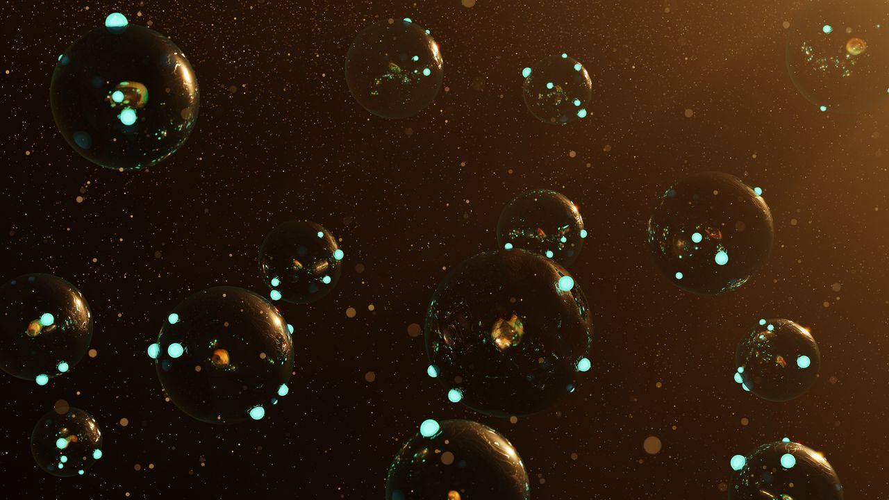 Обои пузыри, шары, блики, 3d