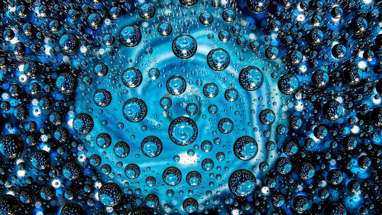 Обои пузыри, синий, узоры, круги
