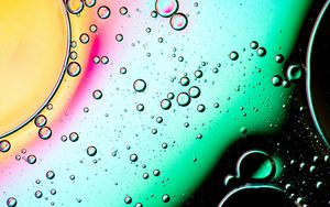 Превью обои пузыри, вода, капли, градиент, разноцветный