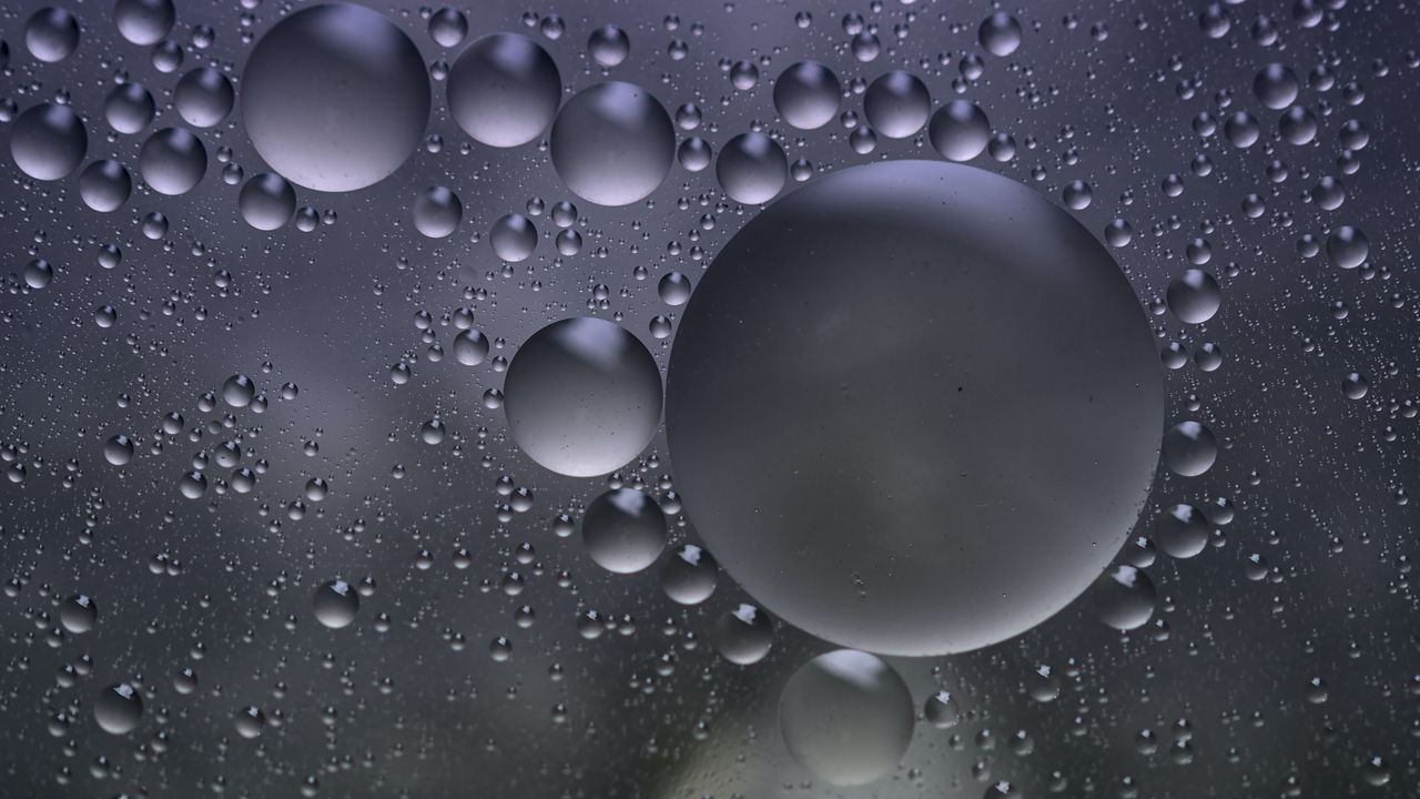 Обои пузыри, вода, круглый, серый