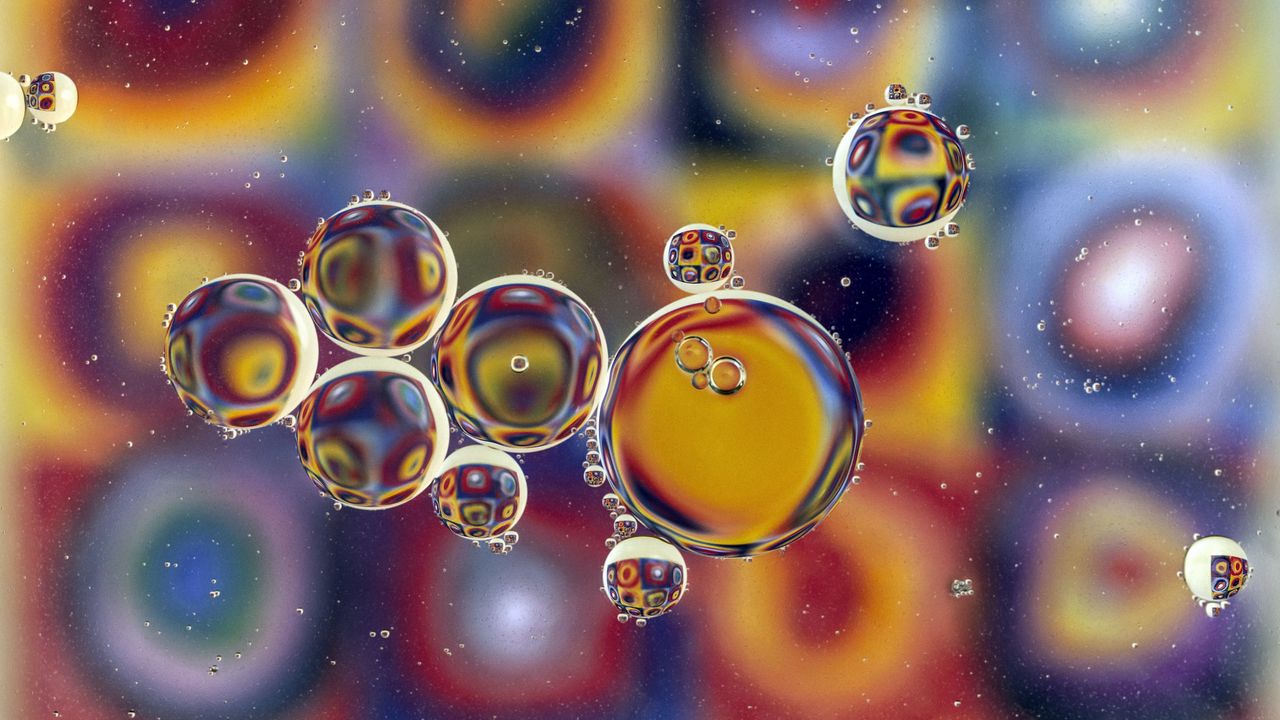 Обои пузыри, вода, разноцветный, размытость