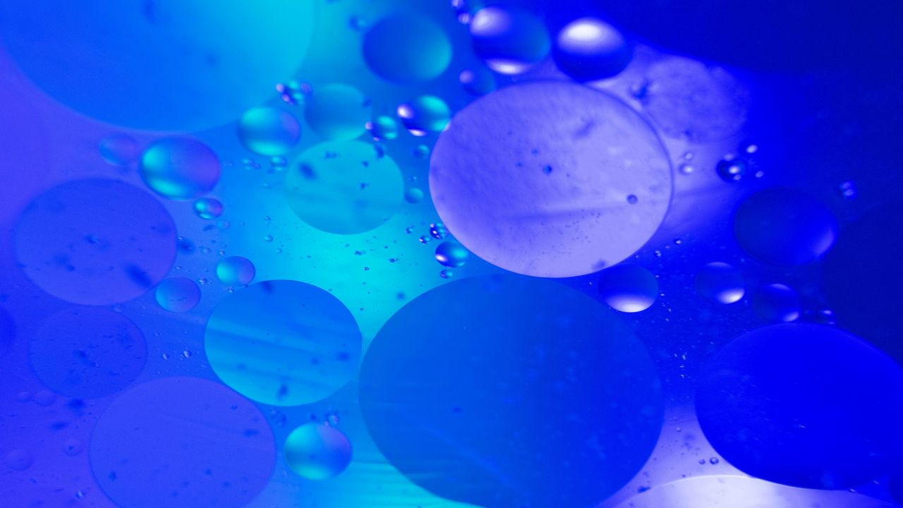 Обои пузыри, вода, синий, абстракция