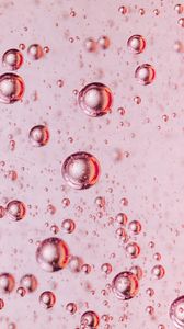 Превью обои пузыри, жидкость, макро, розовый