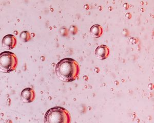 Превью обои пузыри, жидкость, макро, розовый