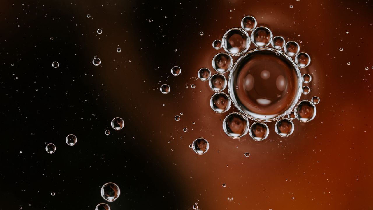 Обои пузыри, жидкость, макро, крупный план