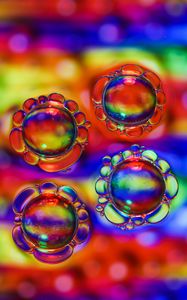 Превью обои пузыри, жидкость, макро, разноцветный, прозрачный