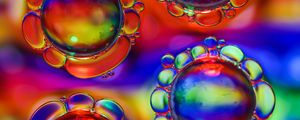 Превью обои пузыри, жидкость, макро, разноцветный, прозрачный