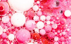 Превью обои пузыри, жидкость, макро, розовый, абстракция