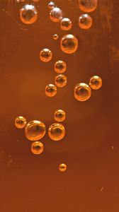 Превью обои пузыри, жидкость, оранжевый, прозрачный