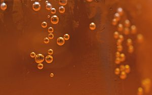 Превью обои пузыри, жидкость, оранжевый, прозрачный
