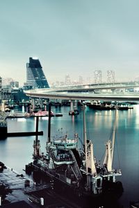 Превью обои радужный мост, токио, город, река, небоскребы