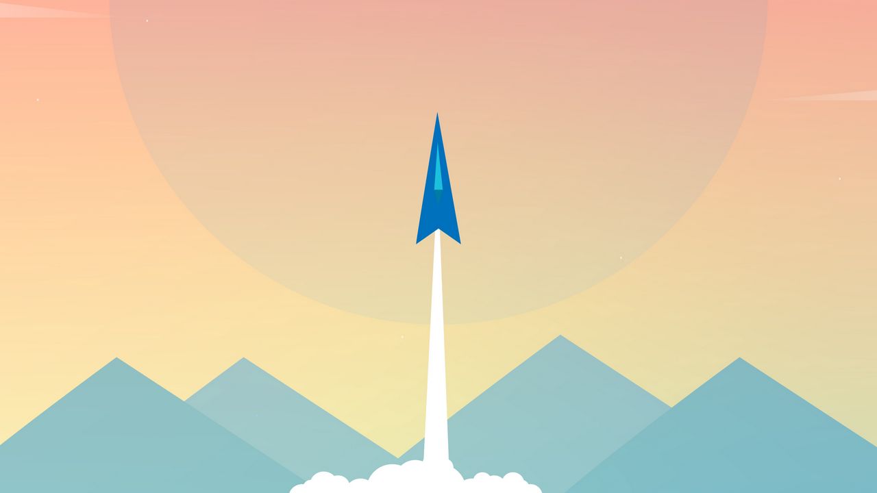 Обои ракета, горы, солнце, вектор, арт