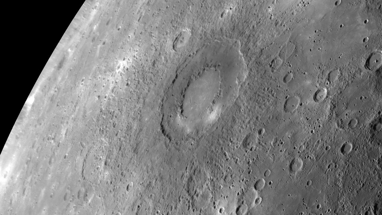 Обои равнина жары, caloris planitia, ударная структура, меркурий