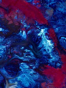 Превью обои разводы, краска, смешивание, синий, красный
