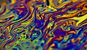 Превью обои разводы, жидкость, разноцветный, пузыри