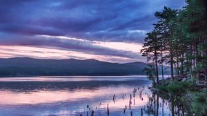 Превью обои река, берег, деревья, отражение, природа