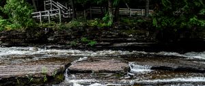 Превью обои река, берег, камни, волны, поток