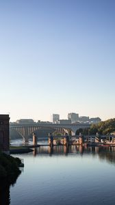 Превью обои река, деревья, мост, здания, город, миссисипи