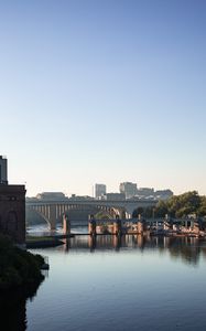 Превью обои река, деревья, мост, здания, город, миссисипи