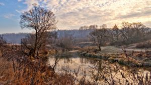 Превью обои река, деревья, небо, hdr