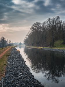 Превью обои река, деревья, отражение, природа