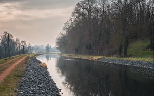 Превью обои река, деревья, отражение, природа