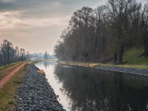 Превью обои река, деревья, отражение, природа