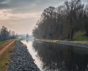 Превью обои река, деревья, отражение, природа