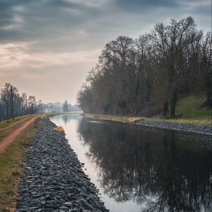 Превью обои река, деревья, отражение, природа