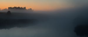 Превью обои река, деревья, туман, пейзаж, природа