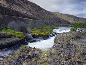 Превью обои река, долина, пейзаж, природа, деревья